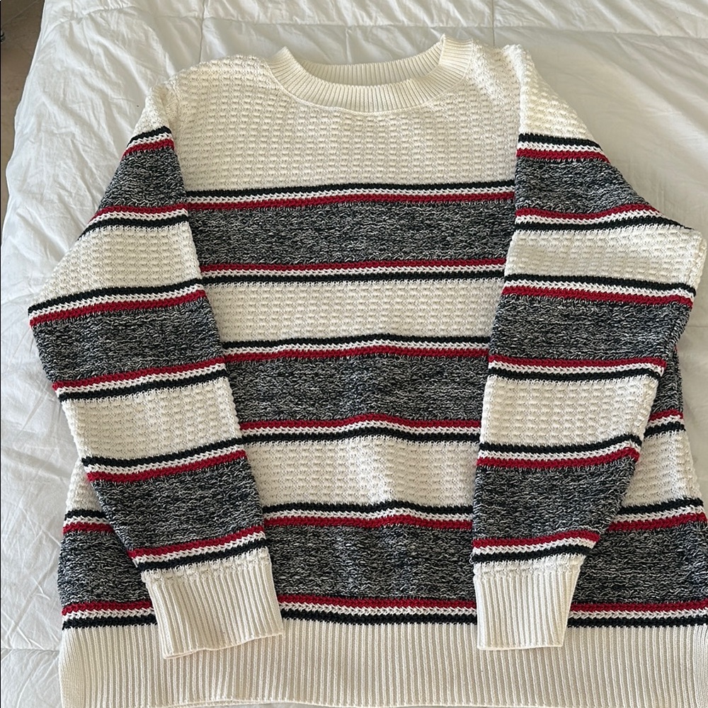 Barbour Cream and Black Striped Sweater